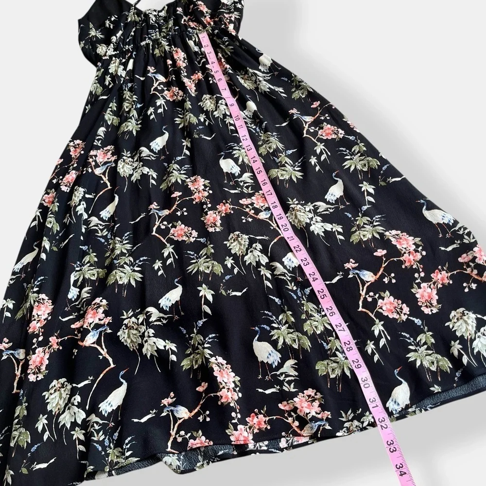 Banana Republic Black Floral Birds Midi Dress Strappy Summer Dress 4 - Picture 12 of 13